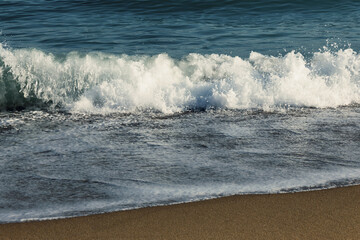 Seascape, Wave in movemen. Big stormy ocean wave. Blue water background