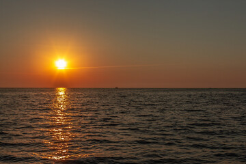beautiful sunset in the open sea. the city of Sochi, Krasnodar Krai