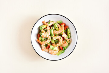 Avocado, prawn, tomato salad