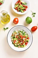 Avocado, prawn, tomato and mozarella salad