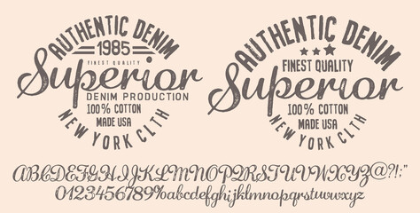 Fototapeta premium Handwritten calligraphic alphabet for t-shirt or apparel.