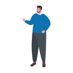 plus size man cartoon with beard and glasses design, overweight fashion attractive adult style fashionable weight and curvy theme Vector illustration