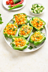 Baked green bell peppers