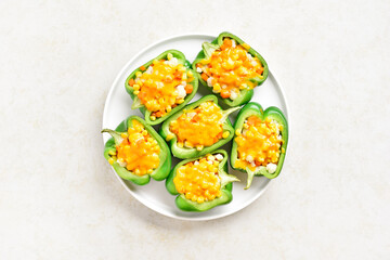 Baked green bell peppers