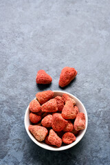 Dried strawberries in bowl
