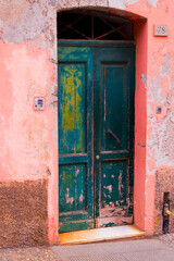 Facade of an old house, Vernazza, Cinque Terre National Park, Cinque Terre, La Spezia Province,...