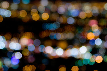 Aerial view of a city lit up at night, Los Angeles, California, USA