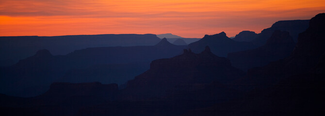 Sunset over a landscape, Grand Canyon National Park, Arizona, USA