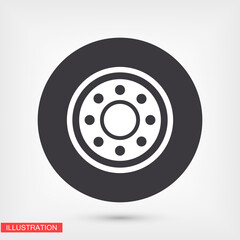 freight tyre - wheel car Icon Vector EPS 10. Car Wheel Drive Design Flat  Illustration