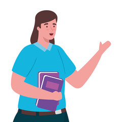 plus size woman cartoon with books design, Young model overweight fashion attractive adult style fashionable weight and curvy theme Vector illustration