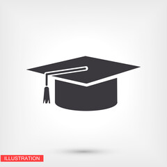 Graduation cap icon in trendy flat style isolated on background. Education symbol for your web design, logo, user interface. Vector illustration, EPS10.