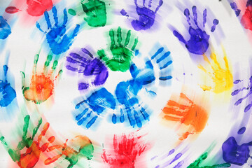 Close-up of handprints in circle form