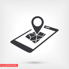 gps phone icon and map with marker. Vector  Eps 10