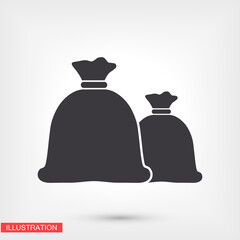 Money bag icon. bag with money. cash deposited Vector EPS 10. Flat Design