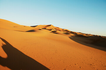 Fototapeta na wymiar Sand dunes in a desert, Morocco
