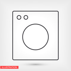 Washing machine black vector icon line linear style on the background. Best icon 10 eps illustration