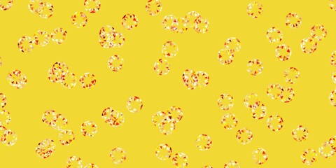 Light red, yellow vector backdrop with dots.