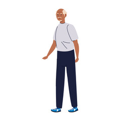 Senior man cartoon design, grandfather and old male person theme Vector illustration