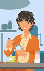 Close-up of a woman using a personal data assistant