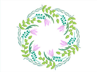 Fototapeta na wymiar Wreath floral anniversary element vector logo
