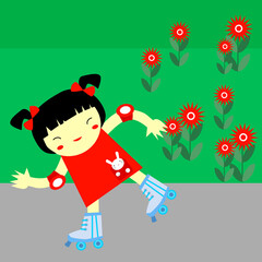 Girl roller skating