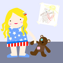 Girl holding a teddy bear