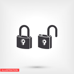 OPEN lock icon. Vector  Eps 10 . Lorem Ipsum Flat Design padlock
