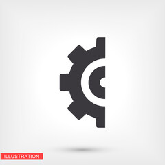 Gear icon. gear half. Vector graphics display work style. clipped gear vector graphics. for your site 10 eps