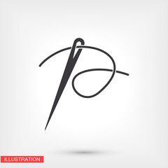Needle icon. Vector  Eps 10 . dressmaking eyelet . Flat Design needle and thread