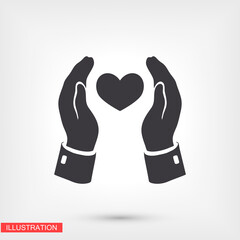 heart in hand icon. Vector Eps 10. Lorem Ipsum Flat Design