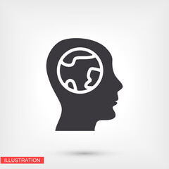 earth head icon. Vector Flat design earth head icon. earth head for your use in your and your goals 10 eps