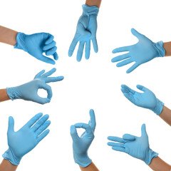 Protect your hands - wear rubber gloves. Photos in collage on white background