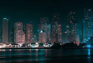 Fototapeta na wymiar Dubai - JBR skyline at night.