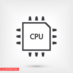 CPU vector icon. chip. CPU. Vector graphics. chip in the graph. 10 eps