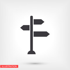 sign directs vector icon. post with a pointer. Direction Right Left Flat Design. eps 10 path pointer icon