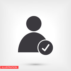 men check mark vector icon. check mark. person with a mark on the side. Vector graphics. human icon with confirmation 10 eps