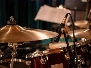Drumset in a recording studio