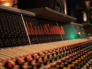 Audio mixing console in a studio