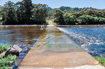 Kauaeranga River crossing road in New Zealand