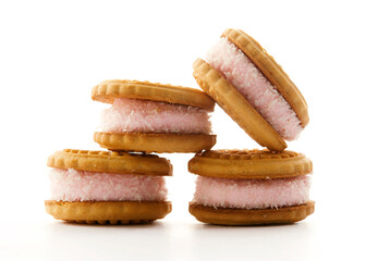 Close-up of cookies filled with cream