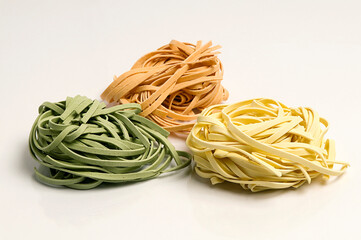 Close-up of raw tagliatelle
