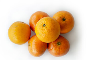 oranges and tangerines on a white background
