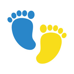 down syndrome footprints flat style icon design, disability support and solidarity theme Vector illustration