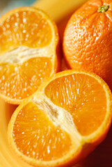 Close-up of the cross section of oranges