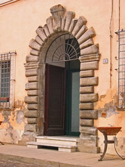 Italy, Marche, Ostra the municipal building door.