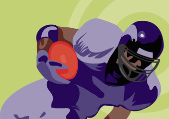 Close-up of a football player carrying a football