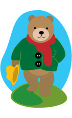 Bear walking with a hat
