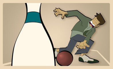 Boy bowling at a bowling alley