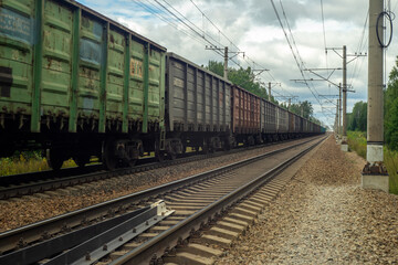 Obraz premium The cars go by rail 12.05.2020 year of St. Petersburg