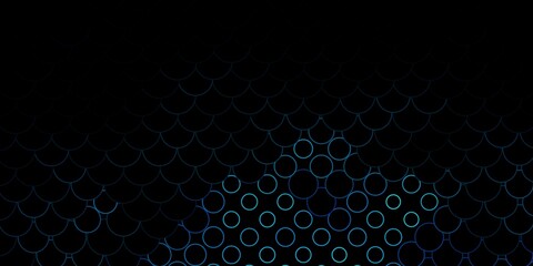 Dark BLUE vector backdrop with dots. Modern abstract illustration with colorful circle shapes. Pattern for business ads.